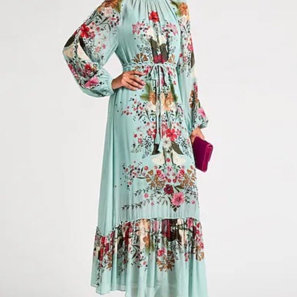 FARM Rio Blue Beauty Bouquet Long Sleeve Maxi Dress - Picture 6 of 9